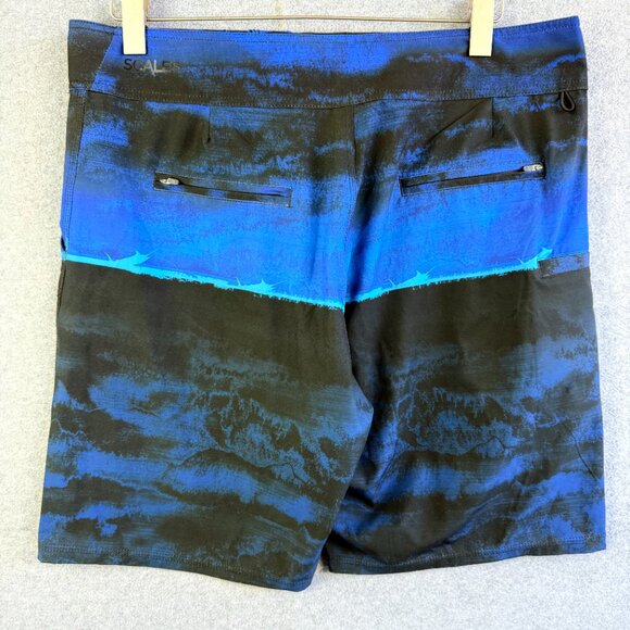 Scales First Mates Blue‑Black Hybrid Stretch Boardshorts – 36 Waist - Picture 2 of 15